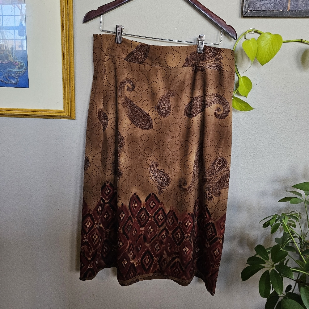 Vintage Suede Midi Skirt Size Large
